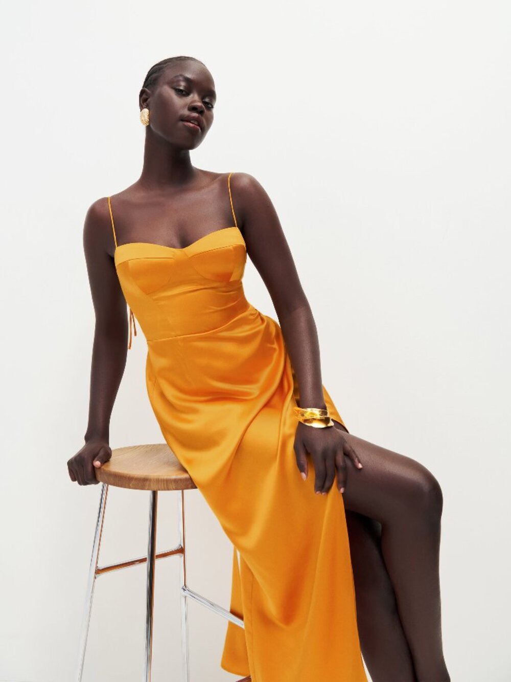 Reformation Marguerite Silk Dress (Cantaloupe, Size 6)